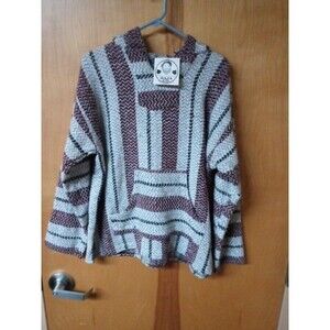 BaJa Joe unisex Pullover Hoodie, Grey/Burgundy, NEW With Tags Size Small